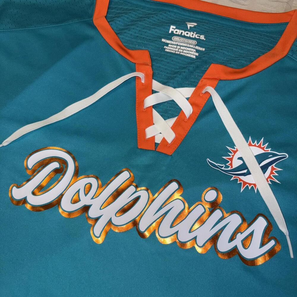 New Fanatics NFL Miami Dolphins Women's 3XL necktie Jersey Blue/orange Dolphins - Picture 5 of 7